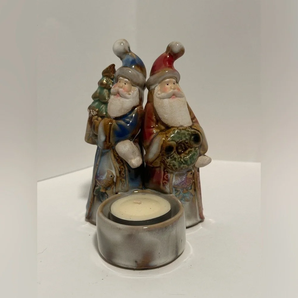Porcelain Santas Tea Light Holder